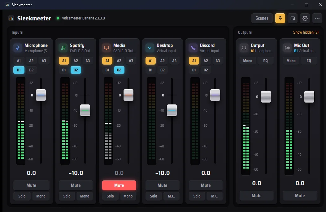 Sleekmeeter in the Console theme
